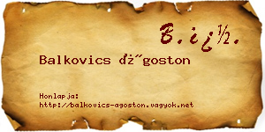 Balkovics Ágoston névjegykártya